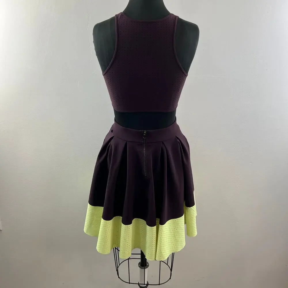 LULULEMON Purple Cherry Lime Sleeveless Back Cut Out Fit & Flare Away Dress